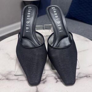 NWOT Gianni Bini Aylah Sheer Mesh Clear Heel Dress Mules